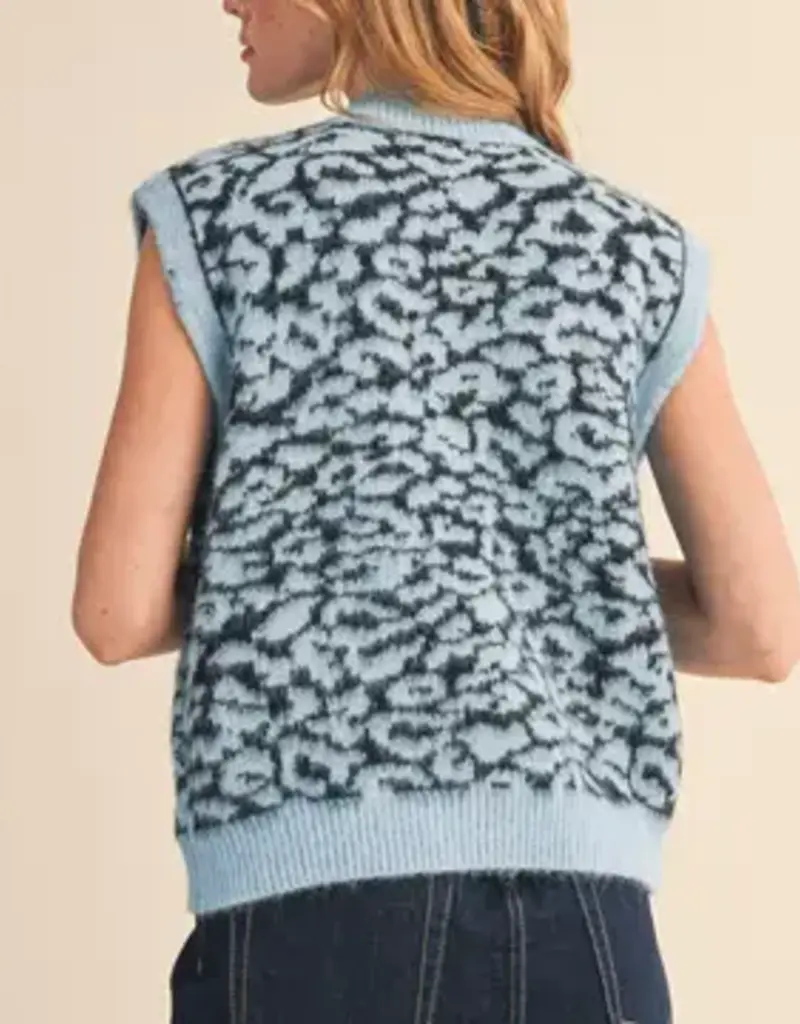 Leopard Knit Sweater Vest