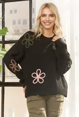 Cozy Sweater With Floral Applique