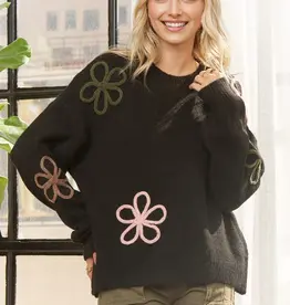 Cozy Sweater With Floral Applique