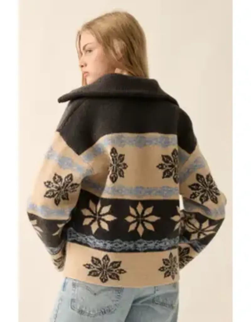 Alpine Knit Collared V-Neck Sweater