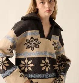 Alpine Knit Collared V-Neck Sweater