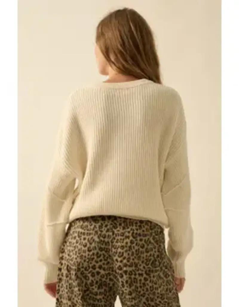 Exposed-Seam Loose-Fit Sweater