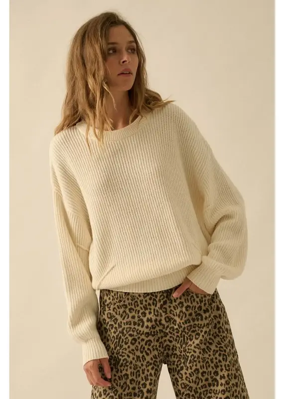 Exposed-Seam Loose-Fit Sweater