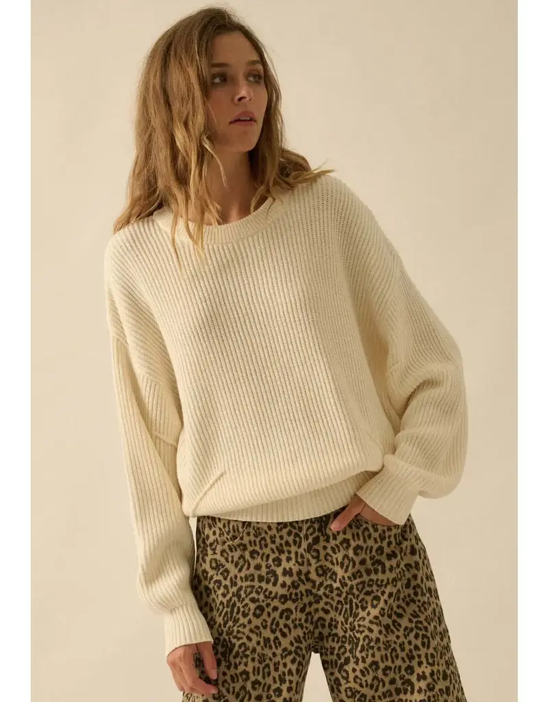 Exposed-Seam Loose-Fit Sweater