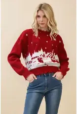 Festive Red Snow Sweater
