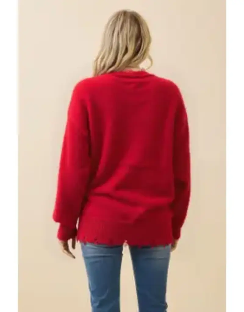 Festive Red Snow Sweater