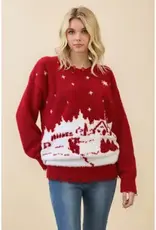 Festive Red Snow Sweater