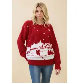 Festive Red Snow Sweater
