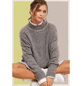 Mock Neck Exposed Seaming Detailed Sweater