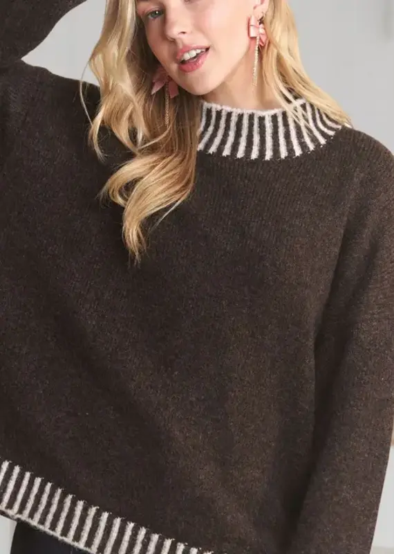 Oversized Sweater With Accent Trim Stitches
