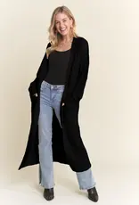 Midi Cable Knit Cardigan with Front Patch Pockets