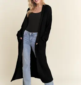 Midi Cable Knit Cardigan with Front Patch Pockets