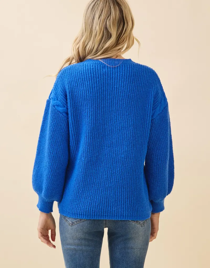 Ribbed Knit Sweater With Braided Detail