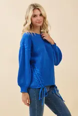 Ribbed Knit Sweater With Braided Detail