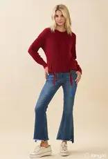 Ribbed Knit Sweater With Braided Detail