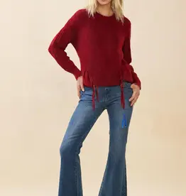 Ribbed Knit Sweater With Braided Detail