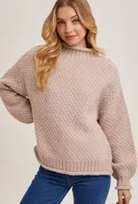 Mock Neck Oversized Waffle Knit Sweater