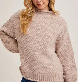 Mock Neck Oversized Waffle Knit Sweater