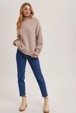 Mock Neck Oversized Waffle Knit Sweater