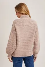 Mock Neck Oversized Waffle Knit Sweater