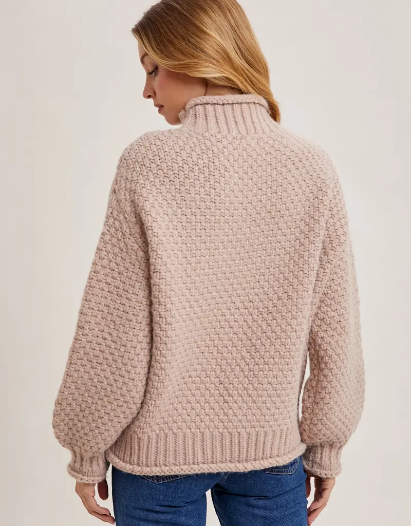 Mock Neck Oversized Waffle Knit Sweater