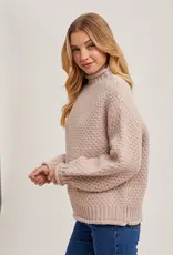 Mock Neck Oversized Waffle Knit Sweater