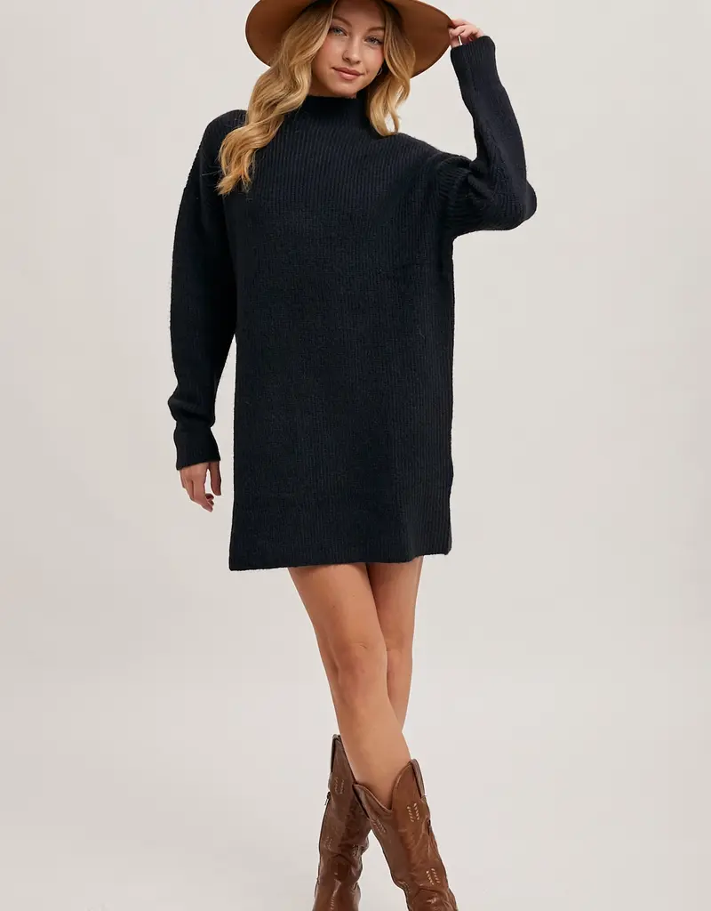 Mock Neck Knit Sweater Dress