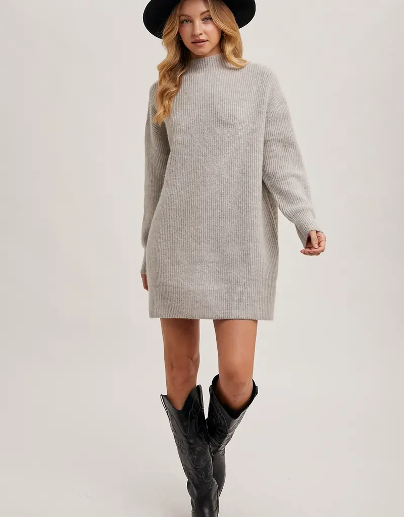 Mock Neck Knit Sweater Dress