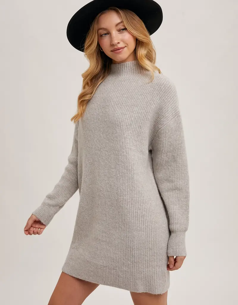 Mock Neck Knit Sweater Dress