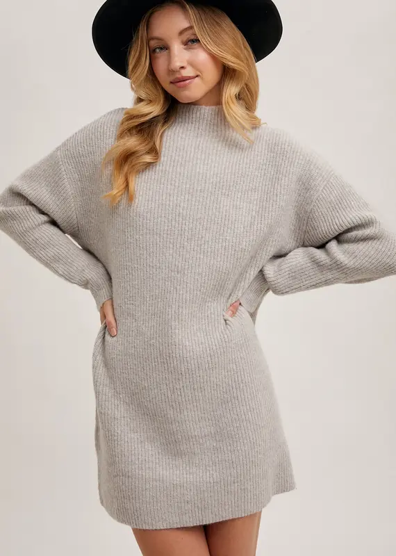 Mock Neck Knit Sweater Dress