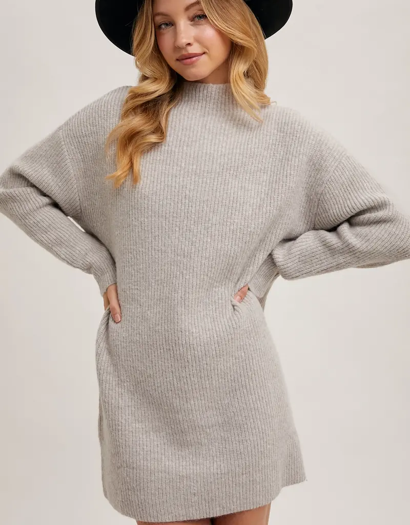 Mock Neck Knit Sweater Dress