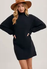 Mock Neck Knit Sweater Dress