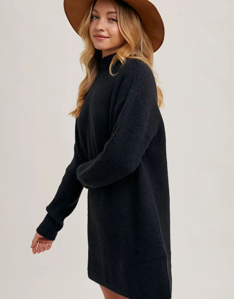 Mock Neck Knit Sweater Dress