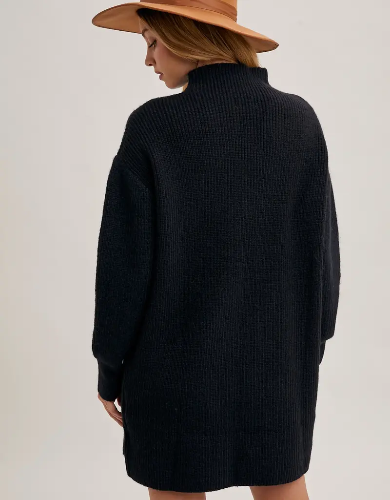 Mock Neck Knit Sweater Dress