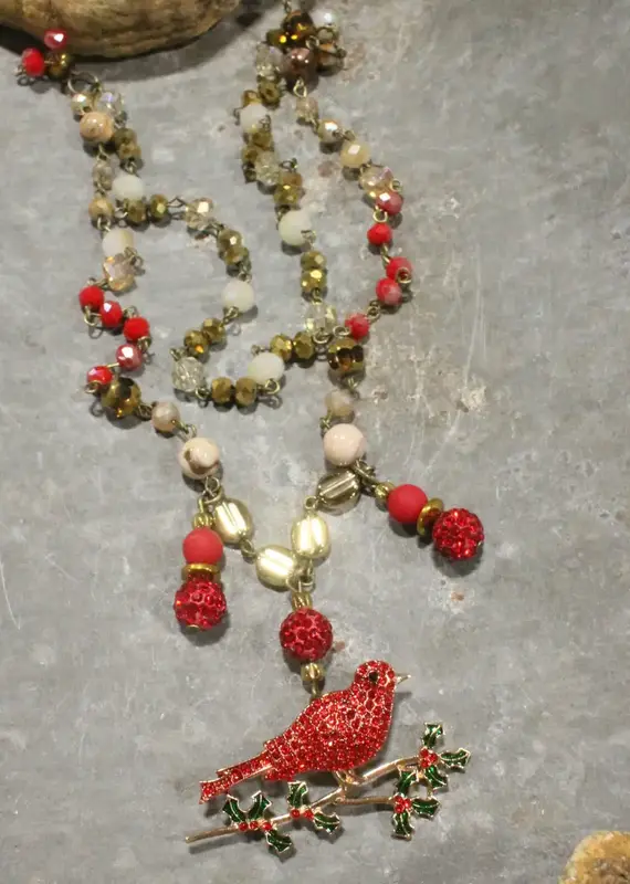 Golden Cardinal Layered Necklace