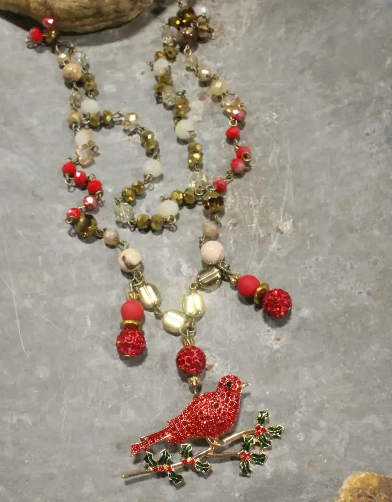 Golden Cardinal Layered Necklace