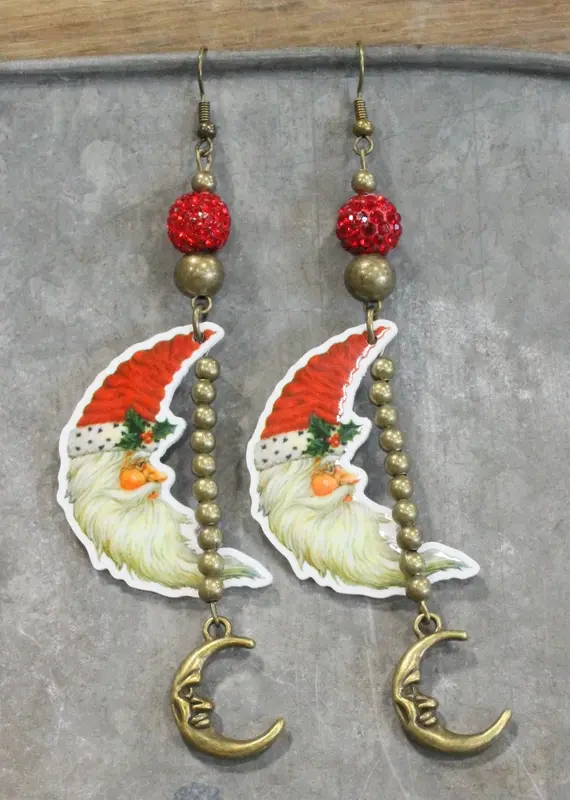 I See the Moon Santa Dangle Drop Earrings