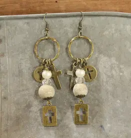 Last Supper Cross Earrings