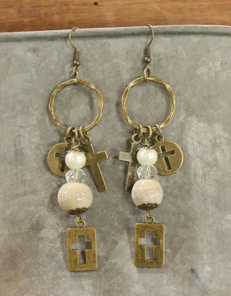Last Supper Cross Earrings
