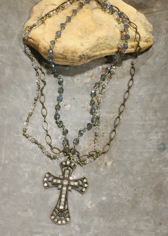 My God Cross Layered Necklace