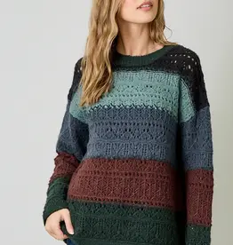 Color Blocked Pointelle Sweater