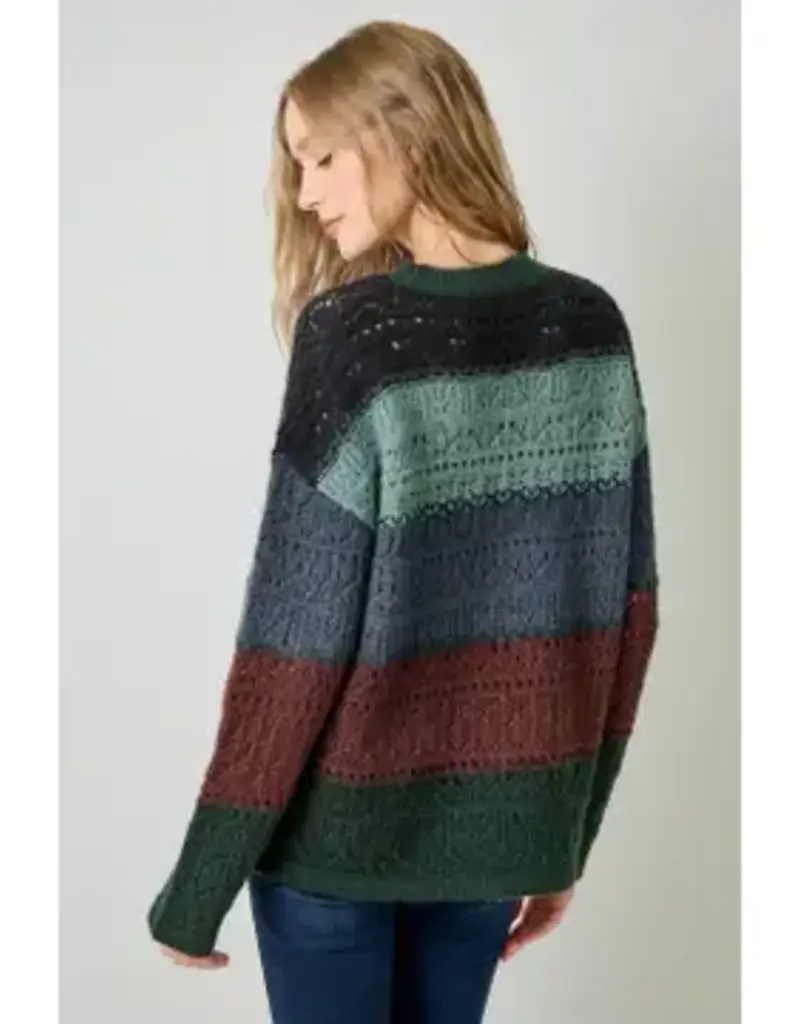Color Blocked Pointelle Sweater