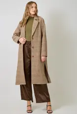 Houndstooth Plaid Long Coat