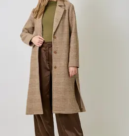 Houndstooth Plaid Long Coat