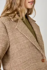 Houndstooth Plaid Long Coat