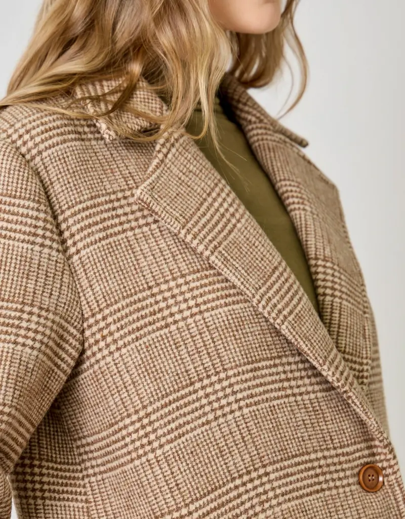 Houndstooth Plaid Long Coat