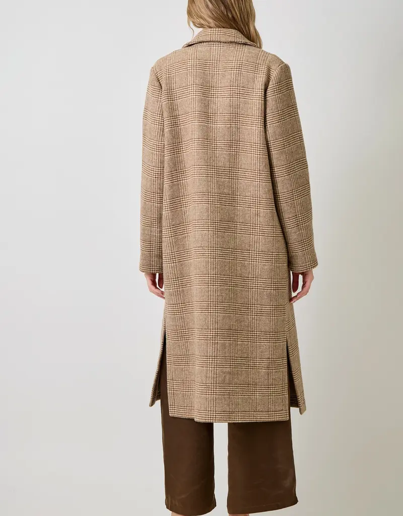 Houndstooth Plaid Long Coat
