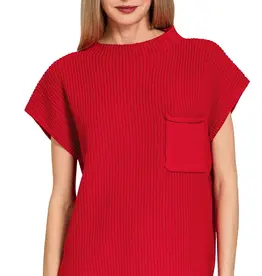 Mock Neck Short Sleeve Sweater