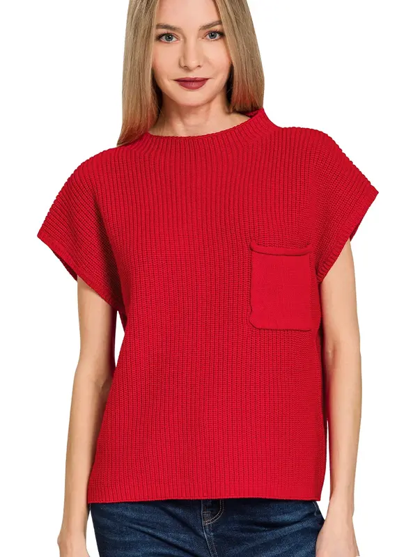 Mock Neck Short Sleeve Sweater