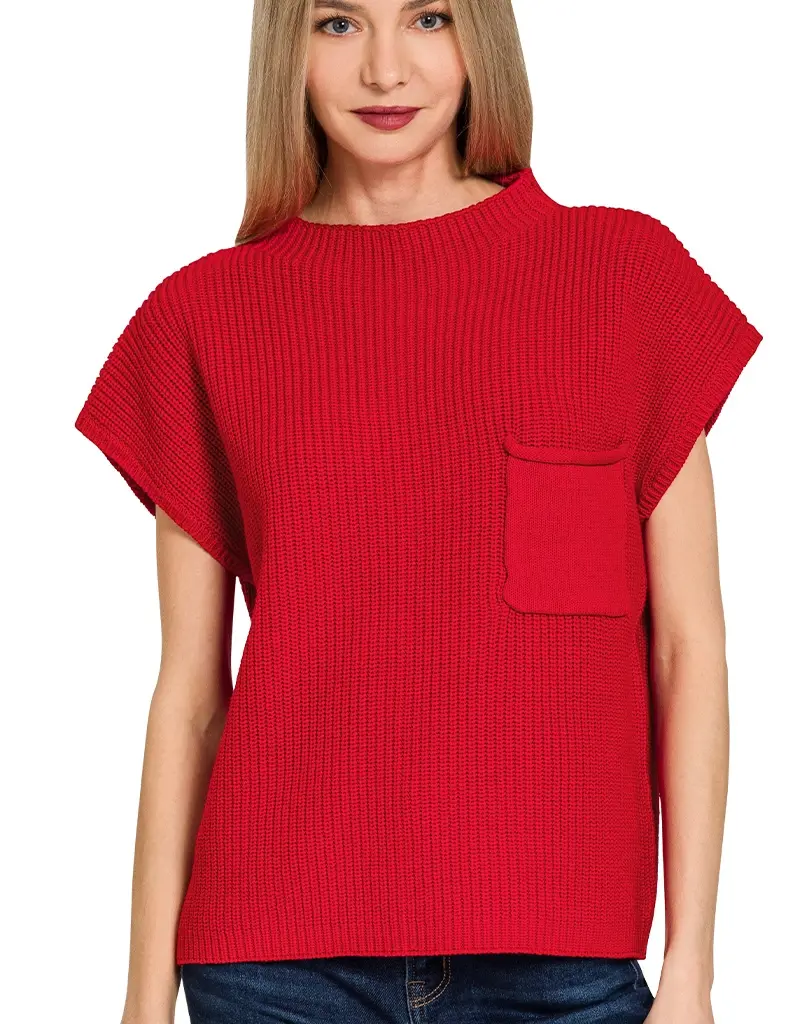 Mock Neck Short Sleeve Sweater